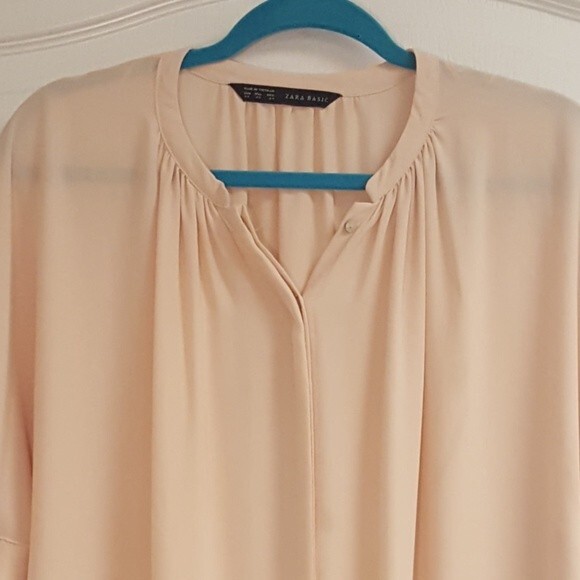 Zara Basics White Cream Short Sleeve Blouse - Picture 2 of 4